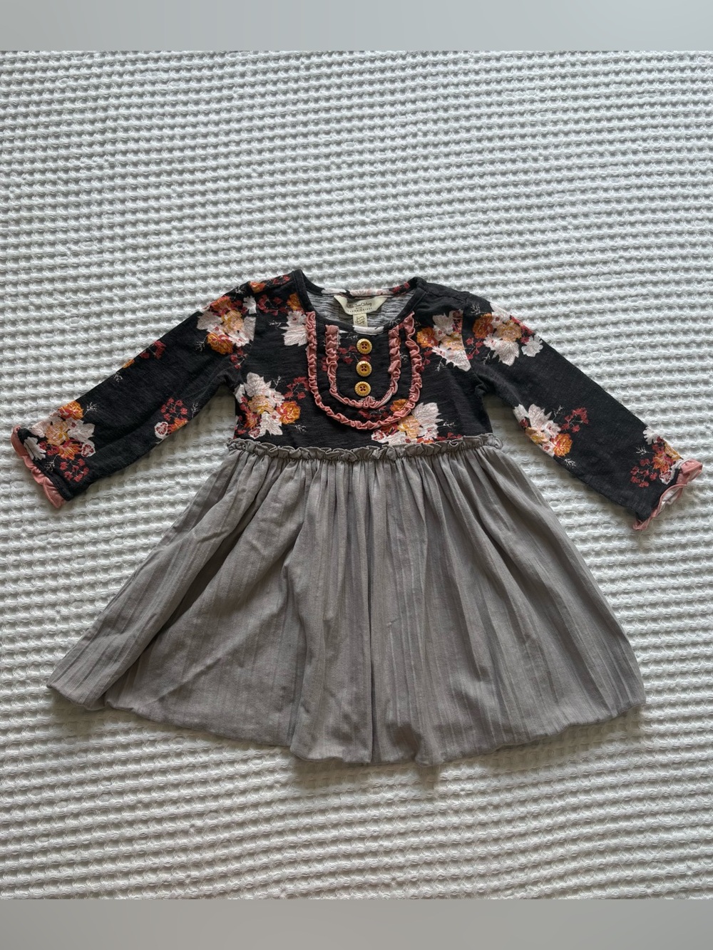 Matilda Jane x Joanna Gaines Sweet as Pie Dress Long Sleeve Floral Gray 18-24M